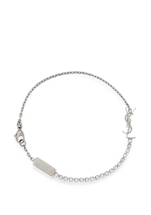 Saint Laurent Cassandre-charm bracelet in metal and rhinestone - Silver
