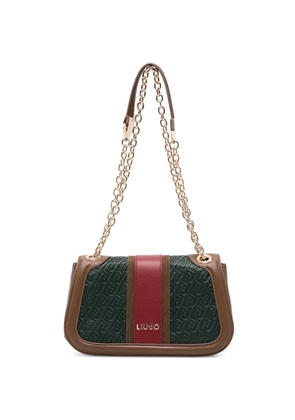 LIU JO monogram-embossed panelled shoulder bag - Green