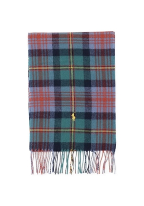 Polo Ralph Lauren tartan fringe wool scarf - Blue