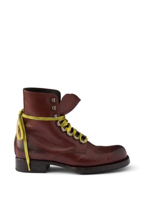 Prada lace-up leather ankle boots - Brown