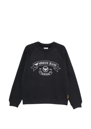 Emporio Armani logo-print raglan-sleeve sweater - Blue