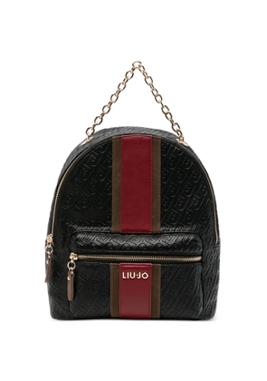 LIU JO logo-embossed striped backpack - Black