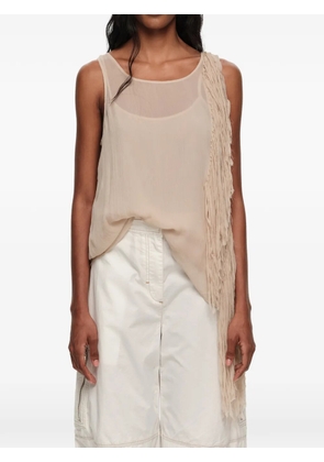 BIMBA Y LOLA sand strappy top with frayed edge strips - Neutrals