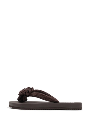 BIMBA Y LOLA chocolate crochet-flower flip-flops - Brown