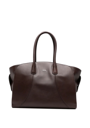 Emporio Armani logo-plaque leather tote bag - Brown