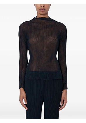 Issey Miyake sheer pleated blouse - Black