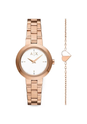 Armani Exchange crystal indexes 36mm watch - White