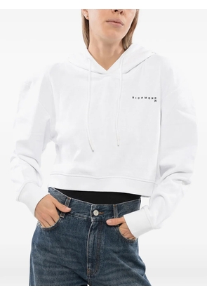 John Richmond logo-print cropped hoodie - White