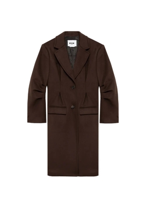 MSGM pleated-sleeve notched-lapels coat - Brown