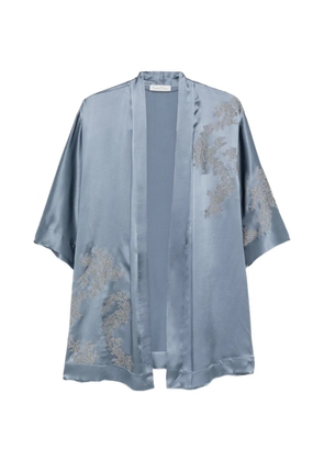 Carine Gilson lace-trim silk kimono - Blue