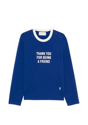 AMI Paris slogan-print long-sleeve T-shirt - Blue