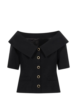 Alessandra Rich off-shoulder button-up jacket - Black
