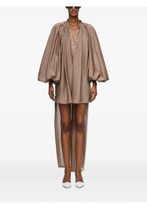 Marrakshi Life mini The High-Low Touareg balloon-sleeve dress - Brown