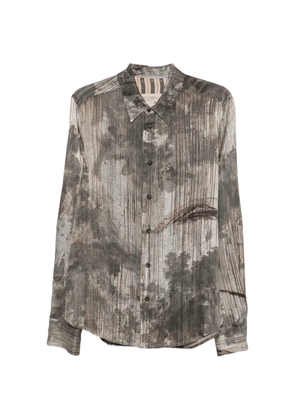 Ziggy Chen graphic-print button-down shirt - Grey