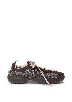 Miu Miu Bubble embroidered technical fabric and suede sneakers - Brown
