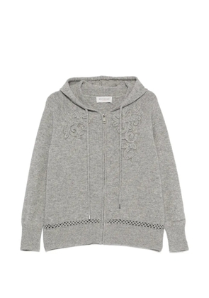 ERMANNO FIRENZE embroidered zip-up hoodie - Grey