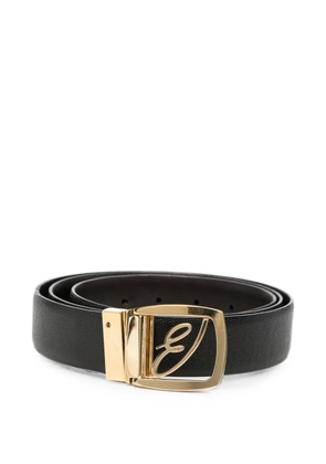 Brioni logo-buckle pebble-grain belt - Black