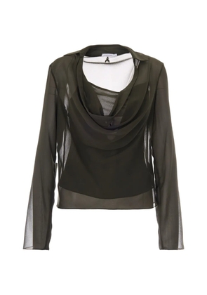 Patrizia Pepe draped semi-sheer top - Green