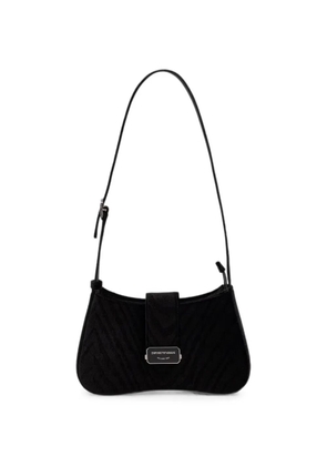 Emporio Armani hobo shoulder bag in moiré velvet with a flap closure - Black