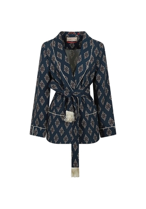 F.R.S For Restless Sleepers geometric-print belted jacket - Blue