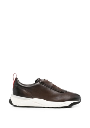 Santoni perforated-detail leather sneakers - Brown