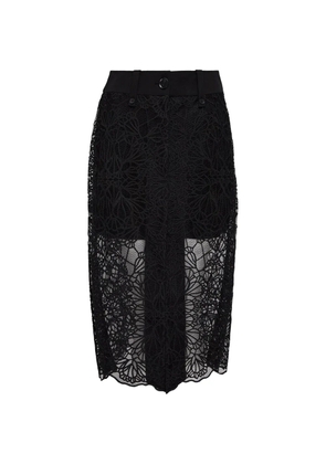 Club21 embroidered-lace midi skirt - Black