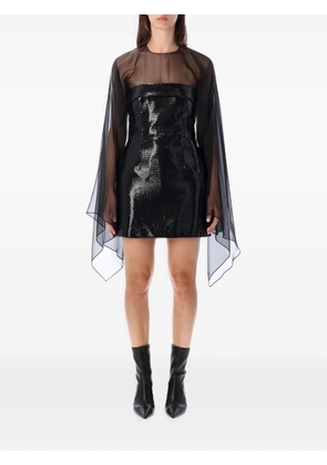 Alberta Ferretti sequin-embellished cape-sleeve mini dress - Black
