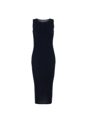 Pleats Please Issey Miyake pleated sleeveless midi dress - Blue