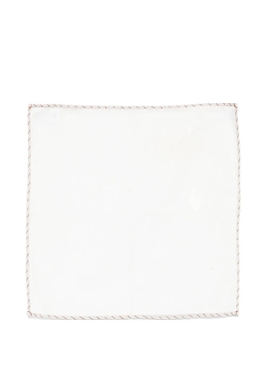 Eleventy contrast-stitch pocket square - White