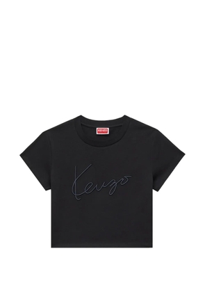Kenzo Signature-embroidered cropped T-shirt - Black
