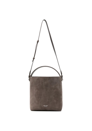 Giorgio Armani logo-print suede tote bag - Brown