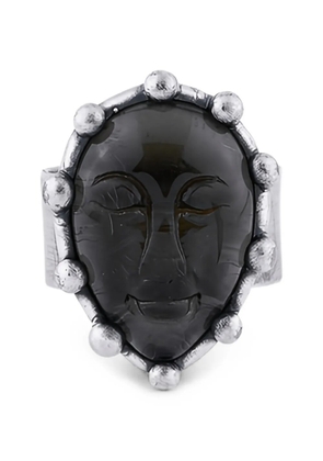 POISONED HEARTS glass-detail face-motif rings - Silver