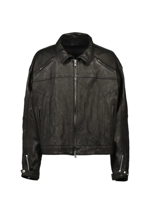 FILTH zip-up panelled leather biker jacket - Black