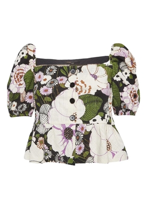 Maje puff sleeve floral blouse - Green