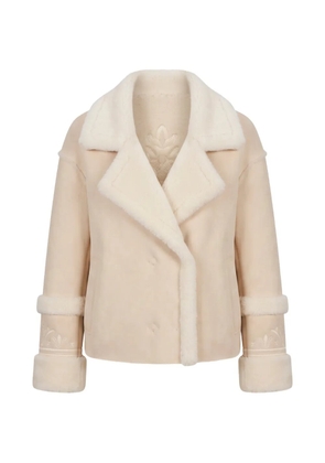 HIGH SOCIETY Alani shearling-trim jacket - Neutrals