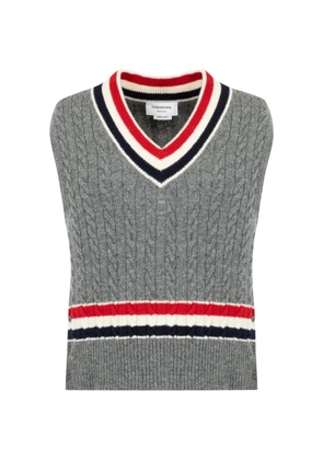 Thom Browne cable-knit striped wool vest - Grey