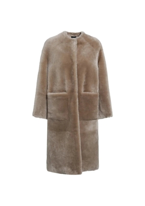 Blancha patch-pocket collarless coat - Neutrals