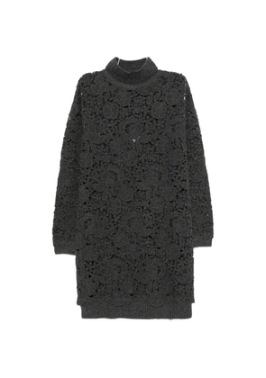 ERMANNO FIRENZE lace-knit roll-neck midi dress - Grey