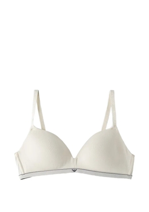 Emporio Armani padded triangle bra in cotton jersey with logo band - Neutrals