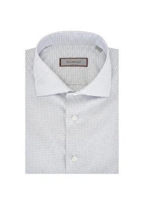Canali gingham-check shirt - White