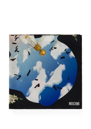 Moschino graphic-print silk scarf - Black