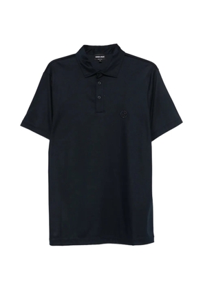 Giorgio Armani logo-embroidered polo shirt - Blue