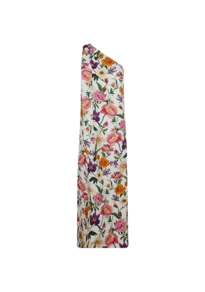 Borgo De Nor Lani floral-jacquard one-shoulder maxi dress - White