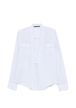 Daniele Alessandrini vertical-stripe shawl-collar shirt - Blue