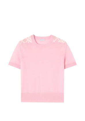 Burberry Check-panel wool-silk top - Pink