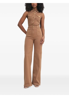 Elisabetta Franchi button-up wide-leg jumpsuit - Brown