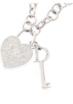 Christian Dior Pre-Owned 2010s Crystal Heart padlock necklace - Silver