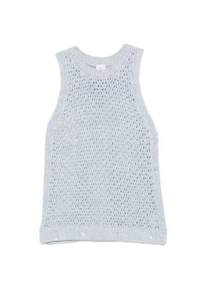 Eleventy sequin-embellished open-knit vest - Blue