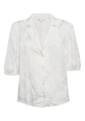 Maje leaf-jacquard puff-sleeve shirt - White