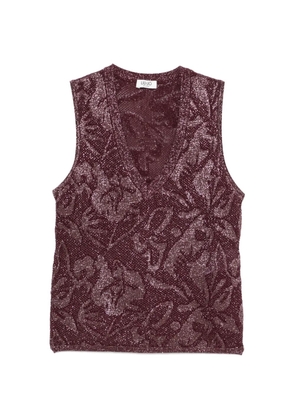 LIU JO floral-jacquard metallic top - Purple